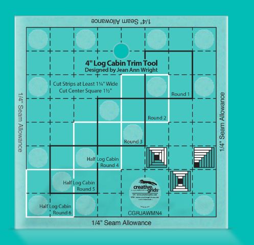 Creative Grids 4in Log Cabin Trim Tool Quilt Ruler