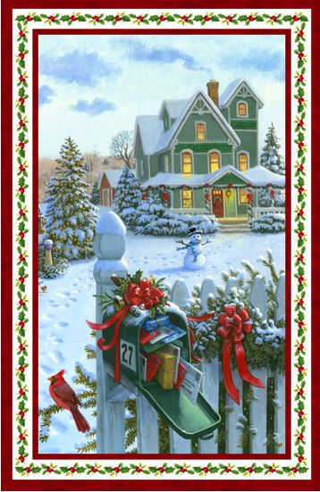 Christmas Delivery Panel by Ruth Saunderson for Northcott Fabrics  CP0042