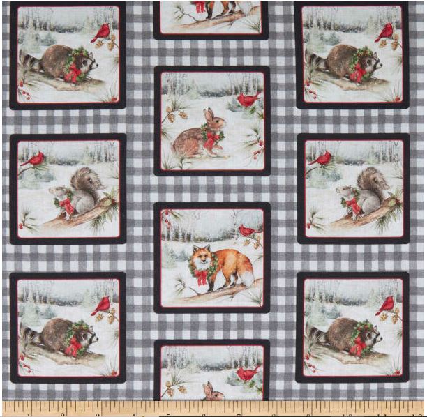 CHRISTMAS, FOREST ANIMAL PLAID BY SPRINGS  CP0069