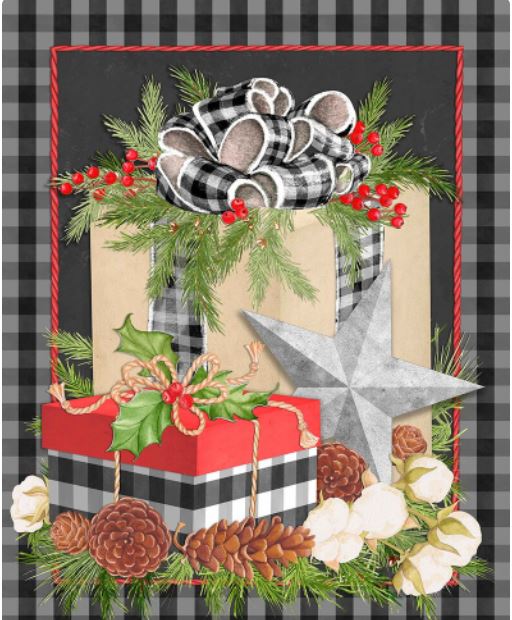 Christmas Gingham Panel by Nicole Tamarin for Springs Creative  CP0017