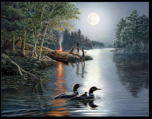 Angler's Moon Loons on Water Panel  EP107