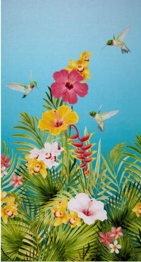 Island Sun Digital Tropical Border Aqua for Northcott   EP133