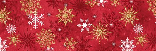 Stonehenge Christmas Joy 24774M-24 Snowflakes  Light Red for Northcott