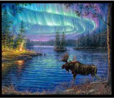 Northern Lights Moose Panel   EP224