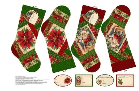 Old Time Christmas Stockings Panel for Northcott   CP0050