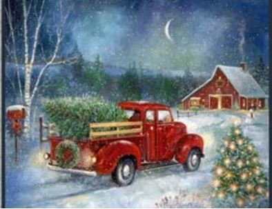 Holiday Journey - Red Truck Panel - Multi/Gray - by Benartex    CPP0001