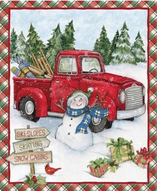 Red Truck Ski Panel by Susan Winget CP079