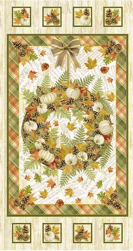 White Metallic Harvest Panel for Timeless Treasures   CP066