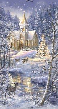 Winter Peace Church In Snow Panel   EP0029