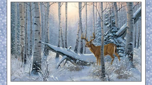 Winter Sunrise Deer Snow by Panel Elizabeth's Studio    EP111